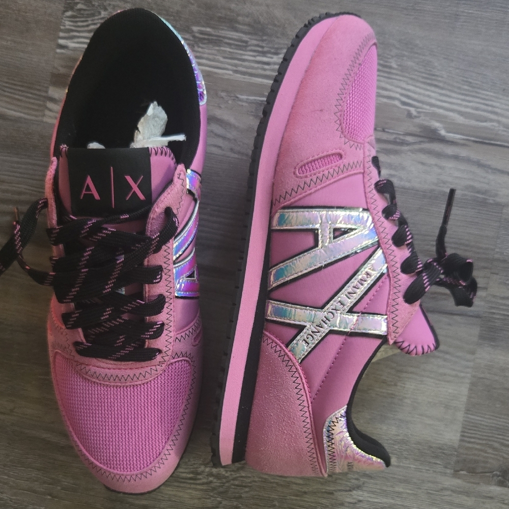Armani Exchange Pink Sneakers Sporty Design